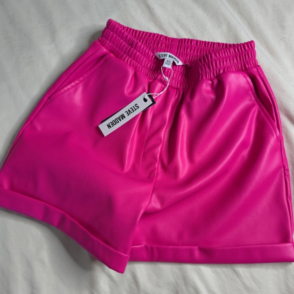 NwT Steve Madden Hot Pink Pleather Shorts Size XS